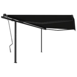 vidaXL Manual Retractable Awning with Posts 4x3 m Anthracite Garden Patio