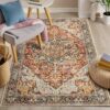 1 Pc, Area Rug With Central Floral Design And Surrounding Totem Patterns - Multiple Sizes, Soft Modern Indoor Mat For Living Room, Non-slip, Easy