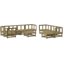 10 Piece Garden Lounge Set Impregnated Wood Pine Vidaxl