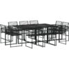 11 Piece Garden Dining Set Black Poly Rattan Vidaxl