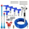 17pcs Airless Paint Sprayer Set, Paint Sprayer Hose With 1/4" Connector, 1pc 287036 Rotation Adapter, 5pcs Reversible Nozzles, 1pc , 2pcs Airless