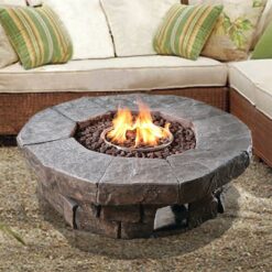 27.99Cm H x 92.99Cm W Faux Stone Propane Outdoor Fireplace