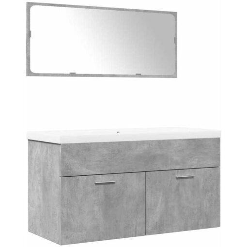 3 Piece Bathroom Furniture Set Concrete Grey Engineered Wood vidaXL