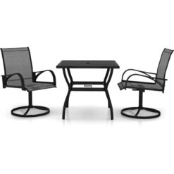 3 Piece Garden Dining Set Textilene and Steel vidaXL