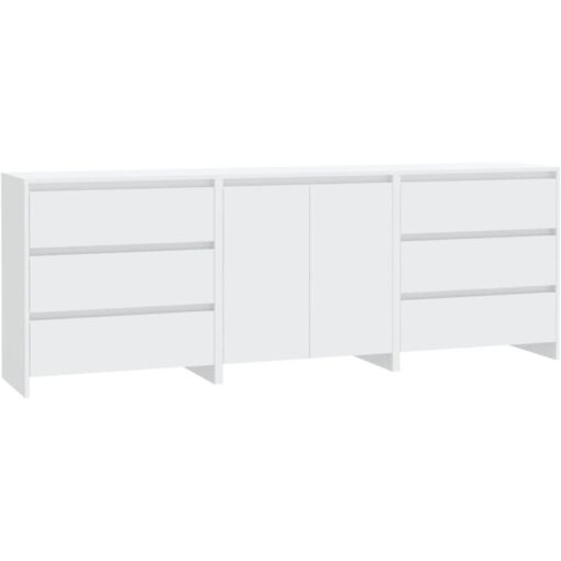 3 Piece Sideboard White Engineered Wood Vidaxl