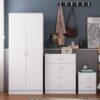 3 Piece White Bedroom Furniture Set Chest of Drawers Wardrobe Bedside Table