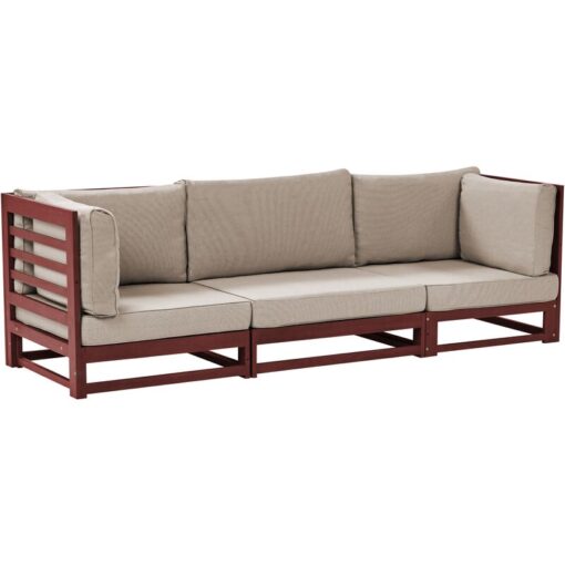 3 Seater Garden Outdoor Acacia Sofa Bench with Cushions Mahogany Brown Trani