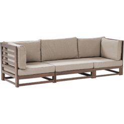 3 Seater Garden Outdoor Acacia Wood Sofa Bench with Cushions Dark Wood Trani