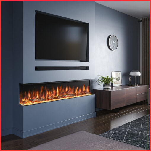 3D Panoramic 3 Sided Media Wall Electric Fireplace 60-inch