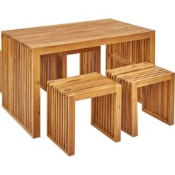 4 Piece Garden Dining Set Indoor Outdoor Table and Stools Acacia Wood Bellano