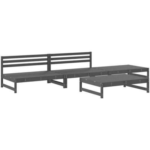 4 Piece Garden Lounge Set Grey Solid Wood Pine Vidaxl