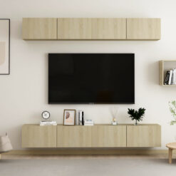 4-Piece Sonoma Oak TV Cabinet Set - 100X30x30 Cm Engineered Wood - Versatile Storage Solution