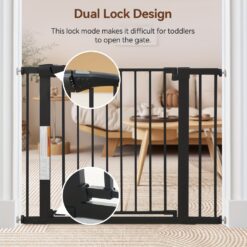 -43.3" Baby Gate Extra Wide For Stairs , Auto Close Dog Gates For The House, Pet Gates With Door, Metal Pressure Mounted Safety Child Gate