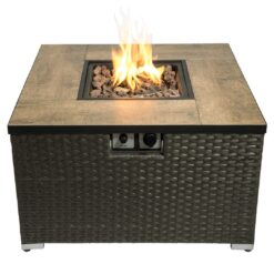 48Cm H x 80Cm Steel Propane Gas Fire Pit Table with Lid