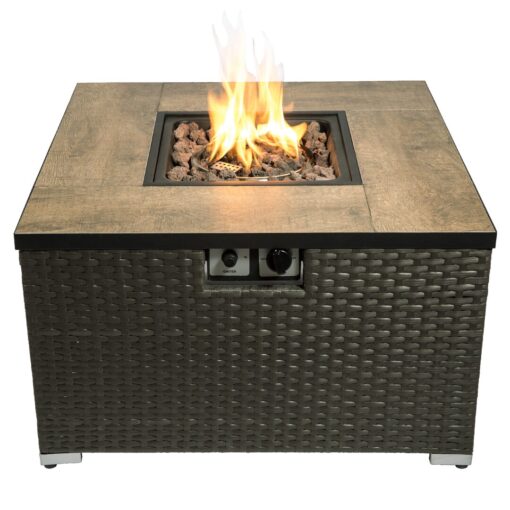 48Cm H x 80Cm Steel Propane Gas Fire Pit Table with Lid