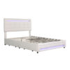 4Ft6 Beige Upholstered Bed With LED Lighting & Storage Drawers - Easy Assembly