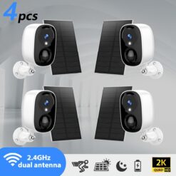 [4pcs] Wireless Ip Pet And Hd 2k 3mp Supports , Ip66 And Detection.