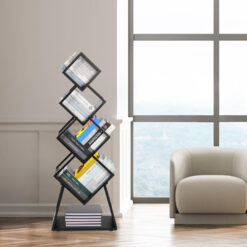 5 Layers Tree Shape Bookshelf Vertical Bookshelf CD DVD Storage Display Rack