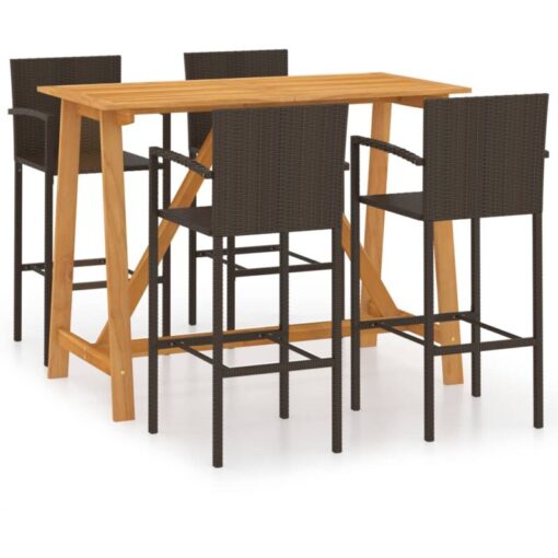 5 Piece Garden Bar Set Brown vidaXL