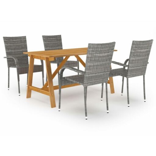 5 Piece Garden Dining Set Grey vidaXL