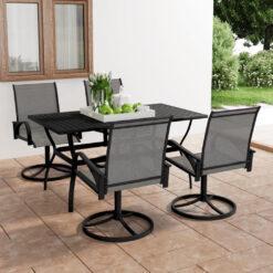 5 Piece Garden Dining Set PVC-coated Polyester And Steel