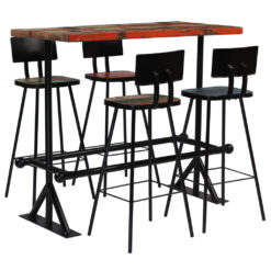 5-Piece Multicolor Bar Set - Solid Reclaimed Wood Furniture For Home Bars