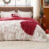 5pcs Bedsure Christmas Set - , Knitted Polyester Bedding Red , Includes , , Blanket, And Decorative , , 90g Weight