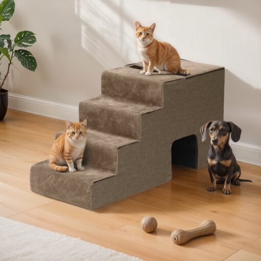 6 Modular Design For Small Pet Dog Stairs, Suitable For Beds And Sofas, With Detachable Covers