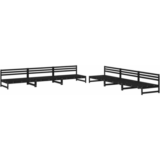 6 Piece Garden Lounge Set Black Solid Wood Pine vidaXL