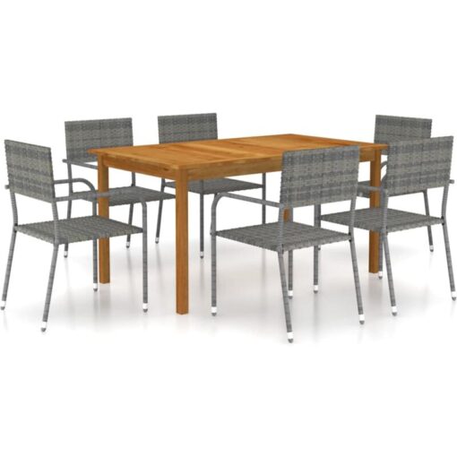 7 Piece Garden Dining Set Grey vidaXL