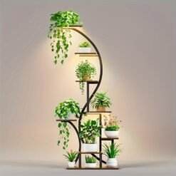 : 8- Led-lit Metal Plant Stand, 65" For Plants, Displays In , Patios &