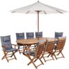 8 Seater Garden Dining Set Oval Table Chairs Umbrella Graphite Grey Cushions Maui ii