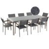 8 Seater Garden Dining Set Triple Grey Granite Top Grey Chairs Grosseto