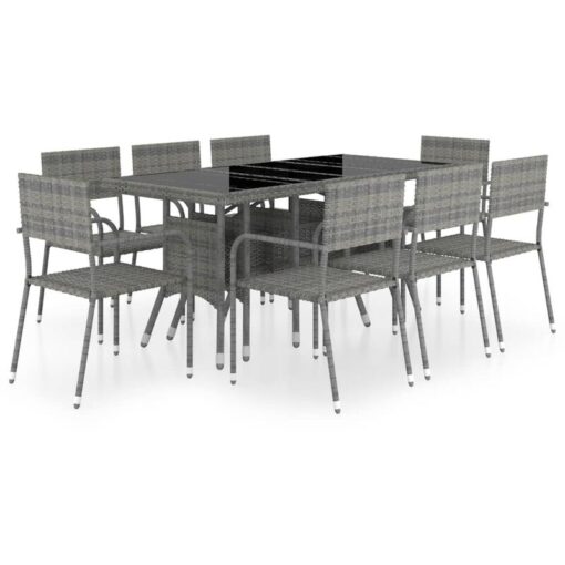 9 Piece Garden Dining Set Poly Rattan Anthracite & Grey vidaXL