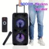 9000w Wireless Portable 10" Woofers - 4800mah Rechargeable Battery, Led , Wireless Michonne, , Fm Tf , / Pa For Adults And Kids