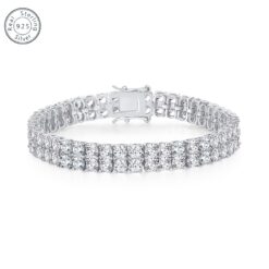 925 3mm Double Moissanite Double Lab Diamonds Bracelet 925 3mm D Vvs1 Round Cut Moissanite Women's Bracelet 8.5 , , Box