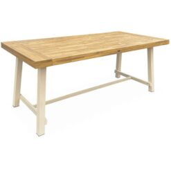 Acacia wood and steel table, indoor/outdoor, Fortaleza, Light wood colour, 190x91.5x76 cm