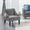 Accent Chair Upholstered Velvet Accent Armchair With And Rubberwood Legs For Living Room Bedroom Lounge Mid-century