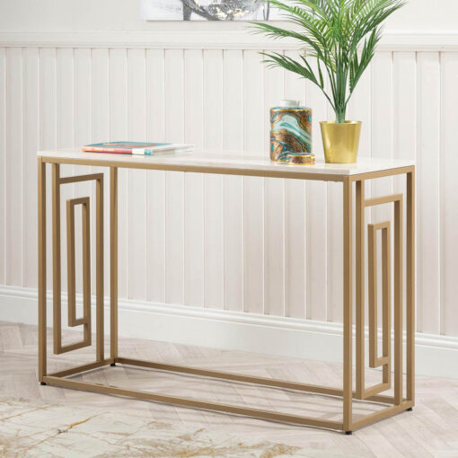 Adonus Wood Top Console Table for Living Room Furniture, Metal Hallway Table