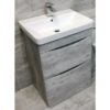 Aegean Bathroom Light Concrete Grey Vanity Unit Furniture 600mm Basin Sink, With Tap