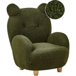 Animal Armchair Polyester Upholstery Bear Shape Design Plush Nursery Furniture for Children Green Melbu