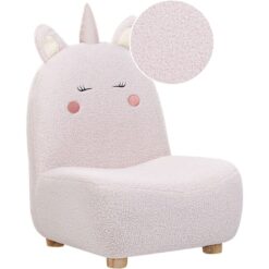 Animal Chair Polyester Upholstery Unicorn Shape Design Armless Plush Nursery Furniture for Children Pink Lulea