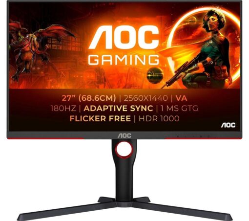 Aoc Q27G3XMN/BK Quad HD 27" VA Mini LED Gaming Monitor - Black, Black