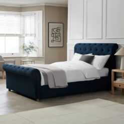 Argos Home Harrogate Double Velvet Ottoman Bed Frame - Navy