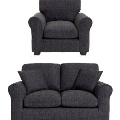 Argos Home Lisbon Fabric Chair & 2 Seater Sofa - Charcoal