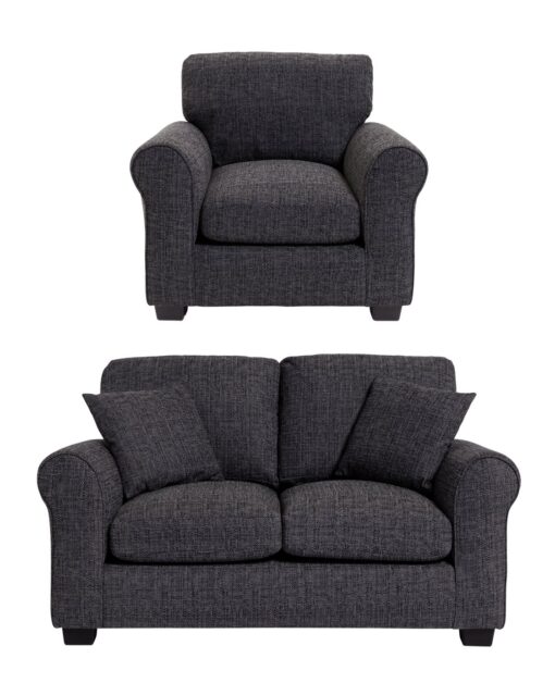 Argos Home Lisbon Fabric Chair & 2 Seater Sofa - Charcoal