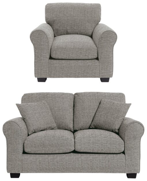 Argos Home Lisbon Fabric Chair & 2 Seater Sofa - Grey