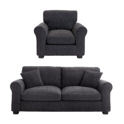 Argos Home Lisbon Fabric Chair & 3 Seater Sofa - Charcoal