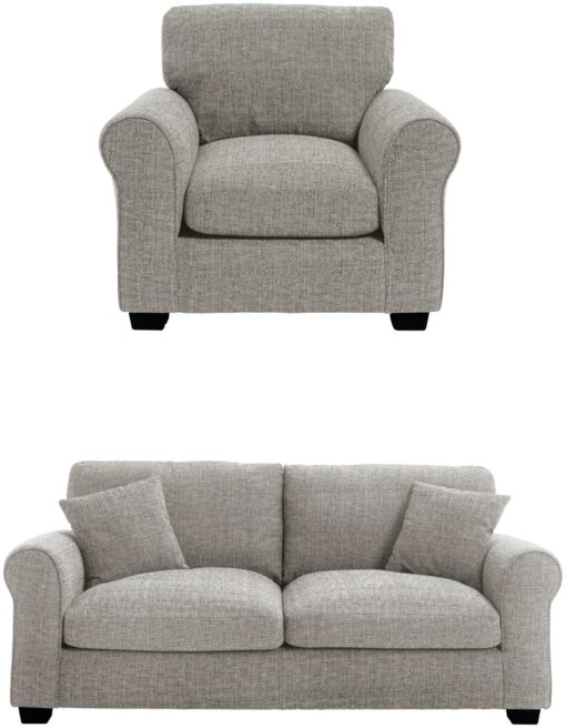 Argos Home Lisbon Fabric Chair & 3 Seater Sofa - Grey