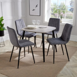 Aspen grey oak square table & 4 grey fabric chair Set, 1xASTB2OK + 2xASCH16-GF(pairs)